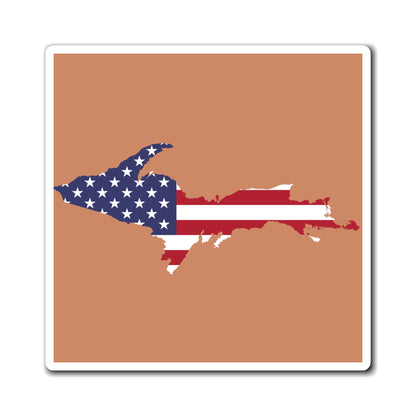 Michigan Upper Peninsula Square Magnet (Copper Color w/ UP USA Flag Outline)