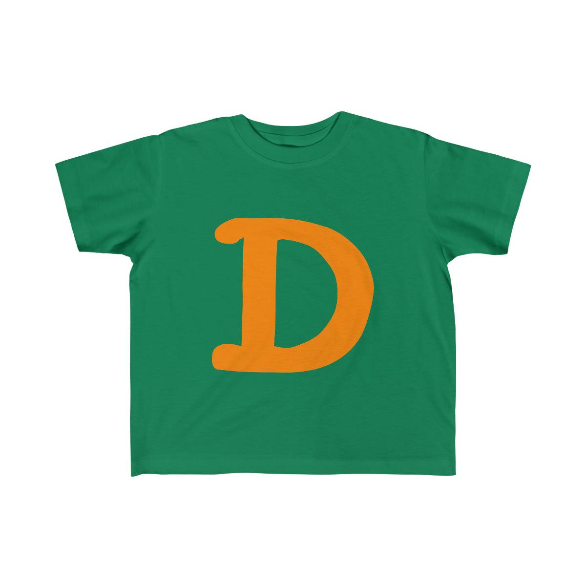 Detroit 'Old French D' T-Shirt  (Orange Full Body Outline) | Toddler Short Sleeve - Circumspice Michigan