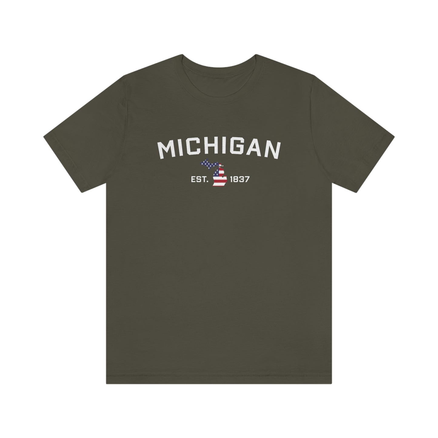 'Michigan EST 1837'' T-Shirt (w/ MI USA Flag Outline) | Unisex Standard Fit