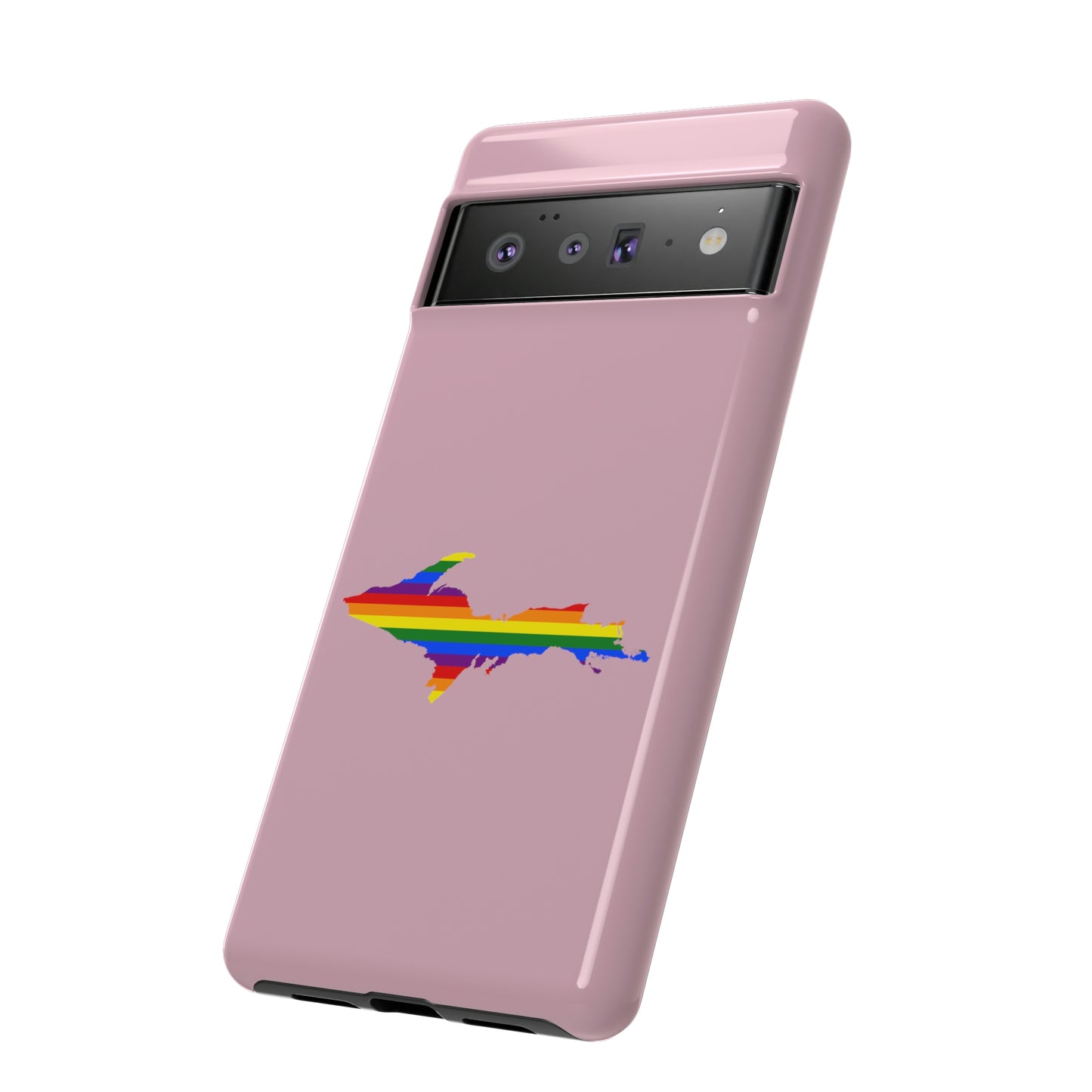 Michigan Upper Peninsula Tough Phone Case (Pink w/ UP Pride Flag Outline) | Samsung & Pixel Android