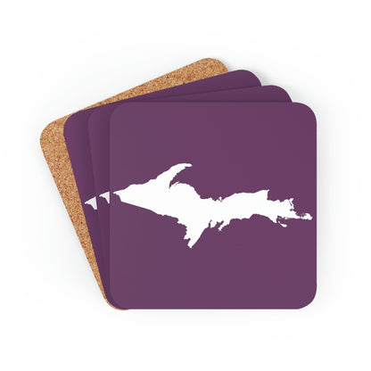 Michigan Upper Peninsula Coaster Set (Plum w/ UP Outline) | Corkwood - 4 pack