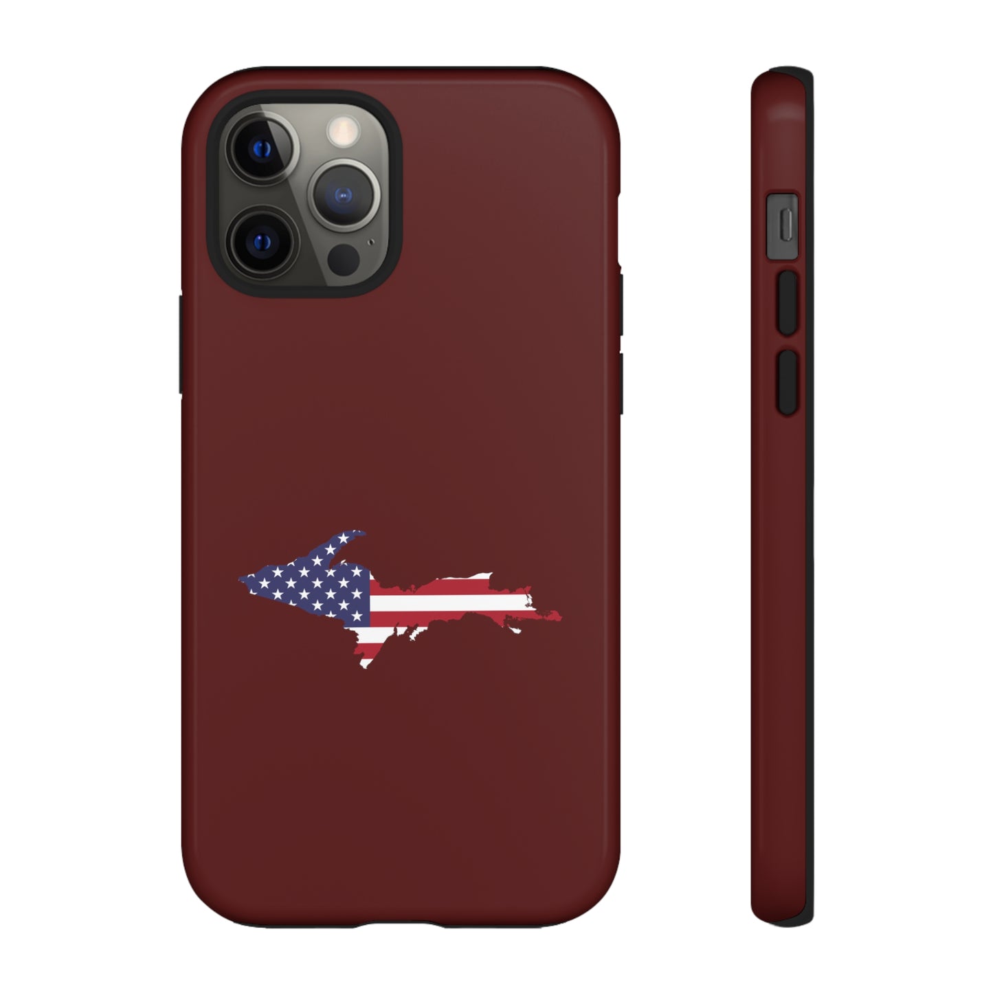 Michigan Upper Peninsula Tough Phone Case (Cherrywood Color w/ UP USA Outline) | Apple iPhone