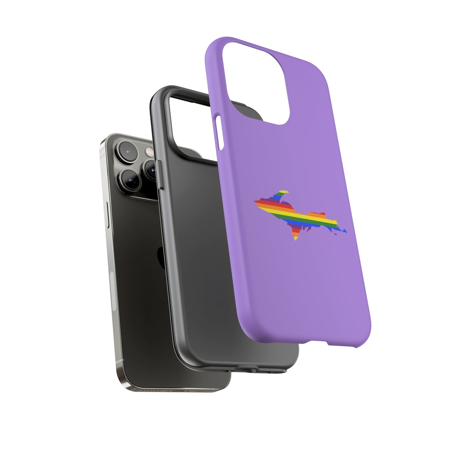 Michigan Upper Peninsula Tough Phone Case (Lavender w/ UP Pride Flag Outline) | Apple iPhone