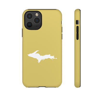 Michigan Upper Peninsula Tough Phone Case (Plum Yellow w/ UP Outline) | Apple iPhone