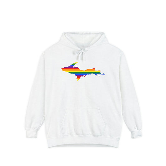 Michigan Upper Peninsula Hoodie (w/ UP Pride Flag Outline) | Unisex Garment-Dyed