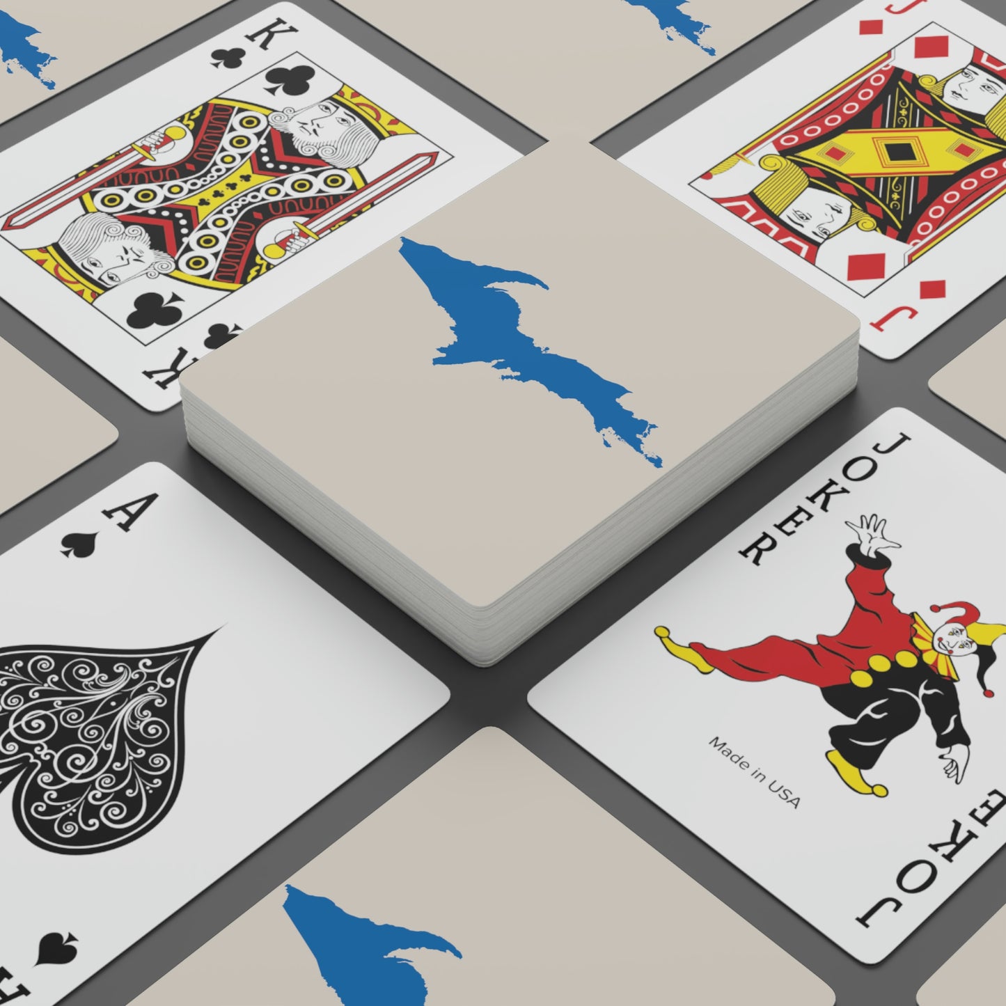 Michigan Upper Peninsula Poker Cards (Canvas Color w/ Azure UP Outline)