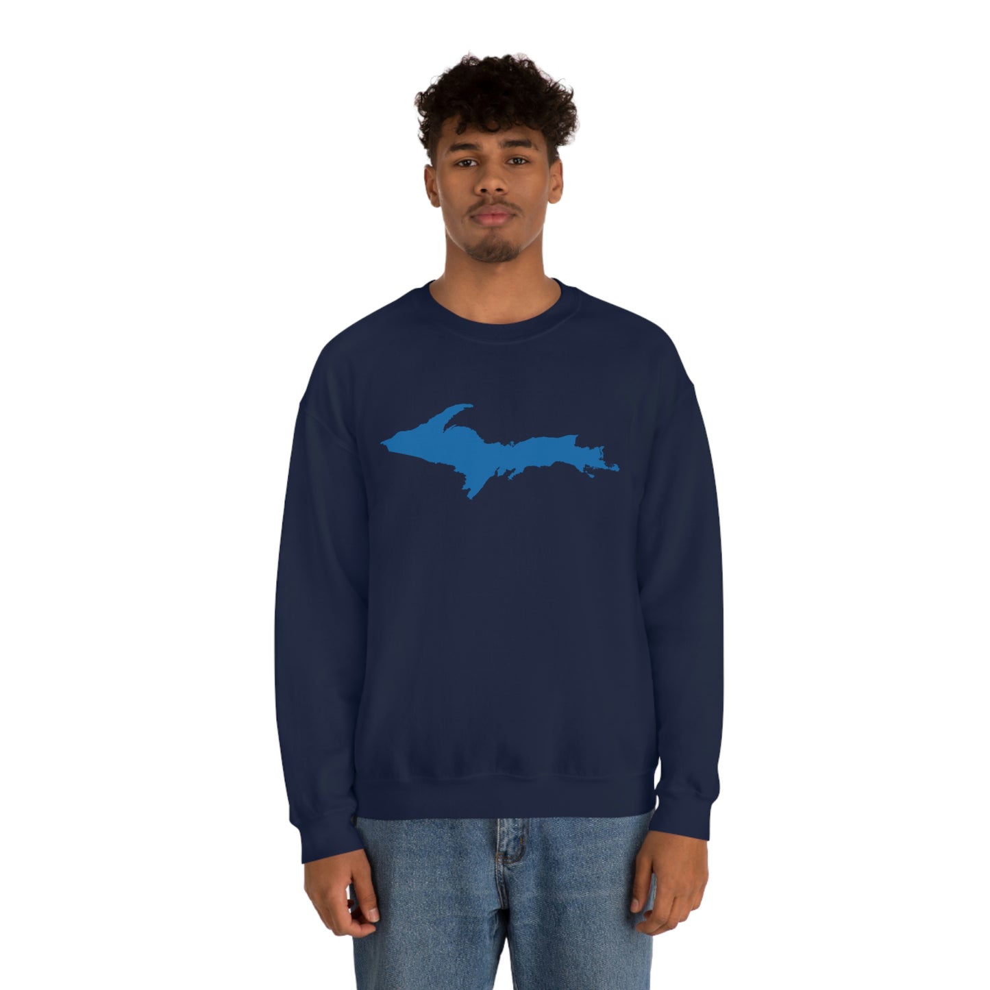 Michigan Upper Peninsula Sweatshirt (w/ Azure UP Outline) | Unisex Standard