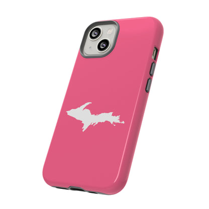 Michigan Upper Peninsula Tough Phone Case (Rhodochrosite Pink w/ UP Outline) | Apple iPhone