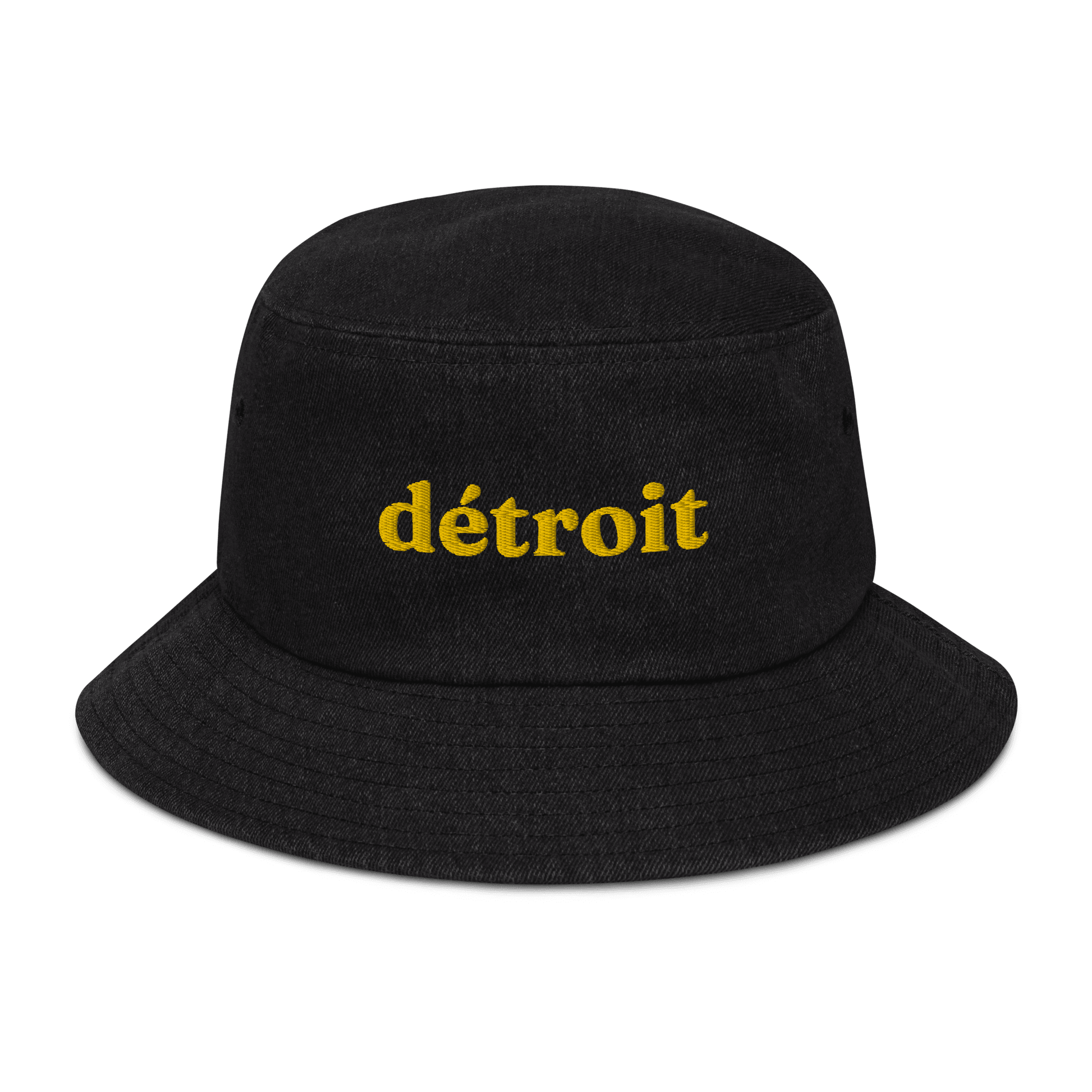 'Détroit' Denim Bucket Hat | Gold Embroidery - Circumspice Michigan