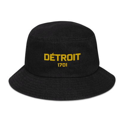 'Détroit 1701' Denim Bucket Hat | Gold Embroidery - Circumspice Michigan