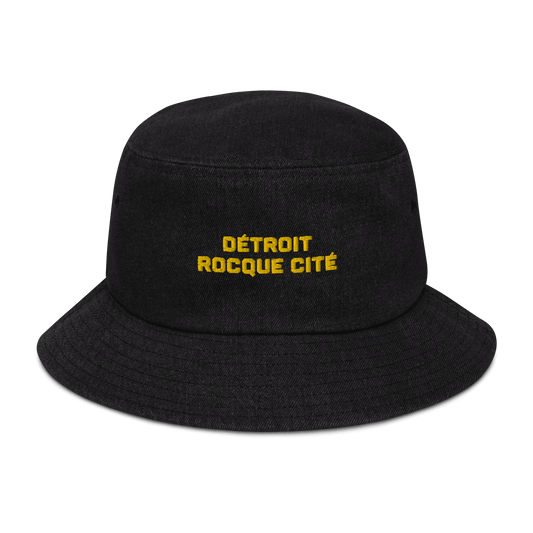 'Détroit Rocque Cité' Denim Bucket Hat | Gold Embroidery - Circumspice Michigan