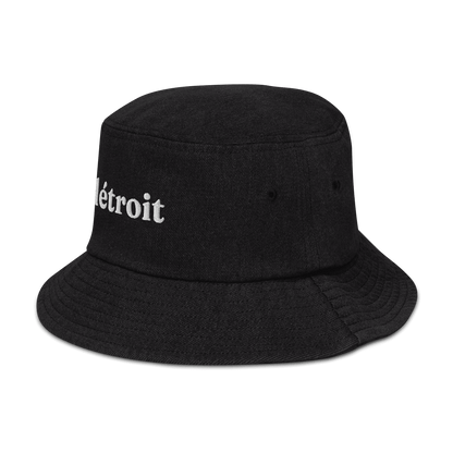 'Détroit' Denim Bucket Hat | White Embroidery - Circumspice Michigan