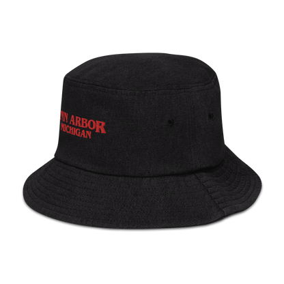 'Ann Arbor Michigan' Denim Bucket Hat (1980s Drama Parody) - Circumspice Michigan