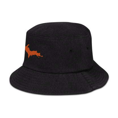 Michigan Upper Peninsula Denim Bucket Hat (w/ Orange UP Outline)