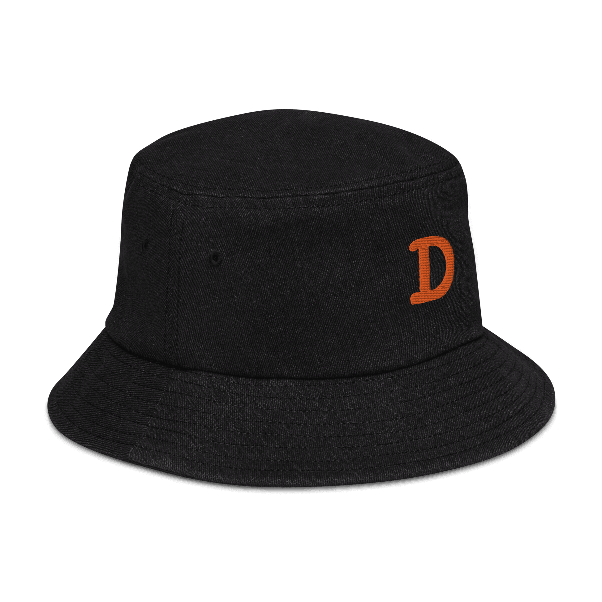 Detroit 'Old French D' Denim Bucket Hat | Orange Embroidery - Circumspice Michigan