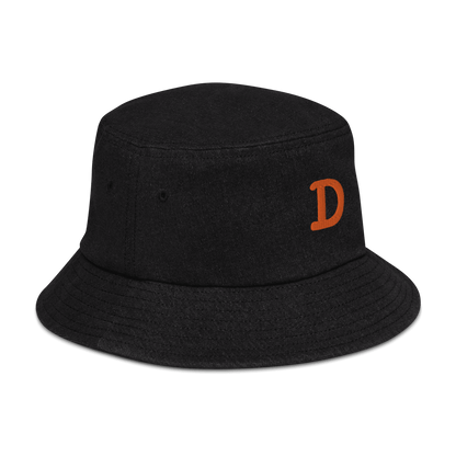 Detroit 'Old French D' Denim Bucket Hat | Orange Embroidery - Circumspice Michigan