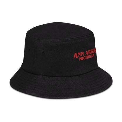 'Ann Arbor Michigan' Denim Bucket Hat (1980s Drama Parody) - Circumspice Michigan