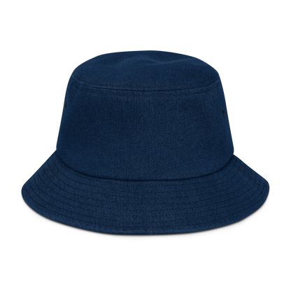 'Détroit Rocque Cité' Denim Bucket Hat (1970s Font) | Gold Embroidery