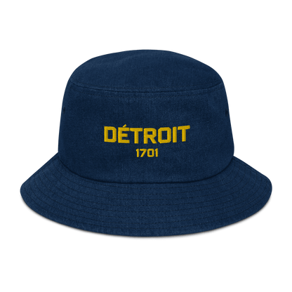 'Détroit 1701' Denim Bucket Hat | Gold Embroidery - Circumspice Michigan