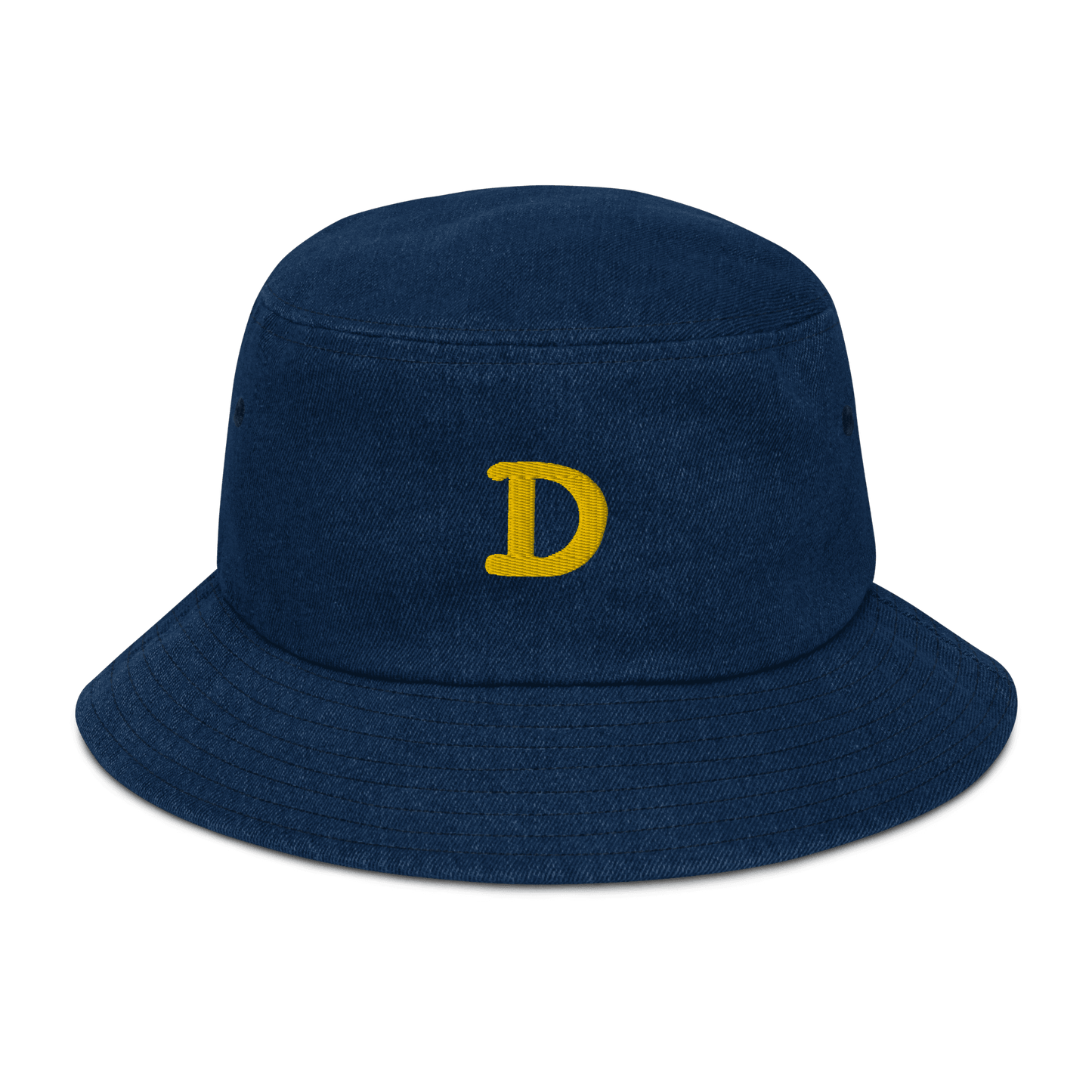 Detroit 'Old French D' Denim Bucket Hat | Yellow Embroidery - Circumspice Michigan