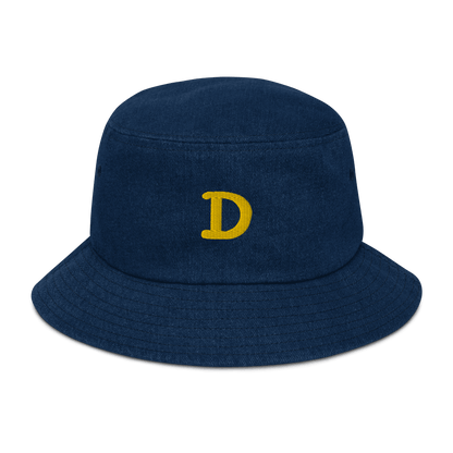 Detroit 'Old French D' Denim Bucket Hat | Yellow Embroidery - Circumspice Michigan