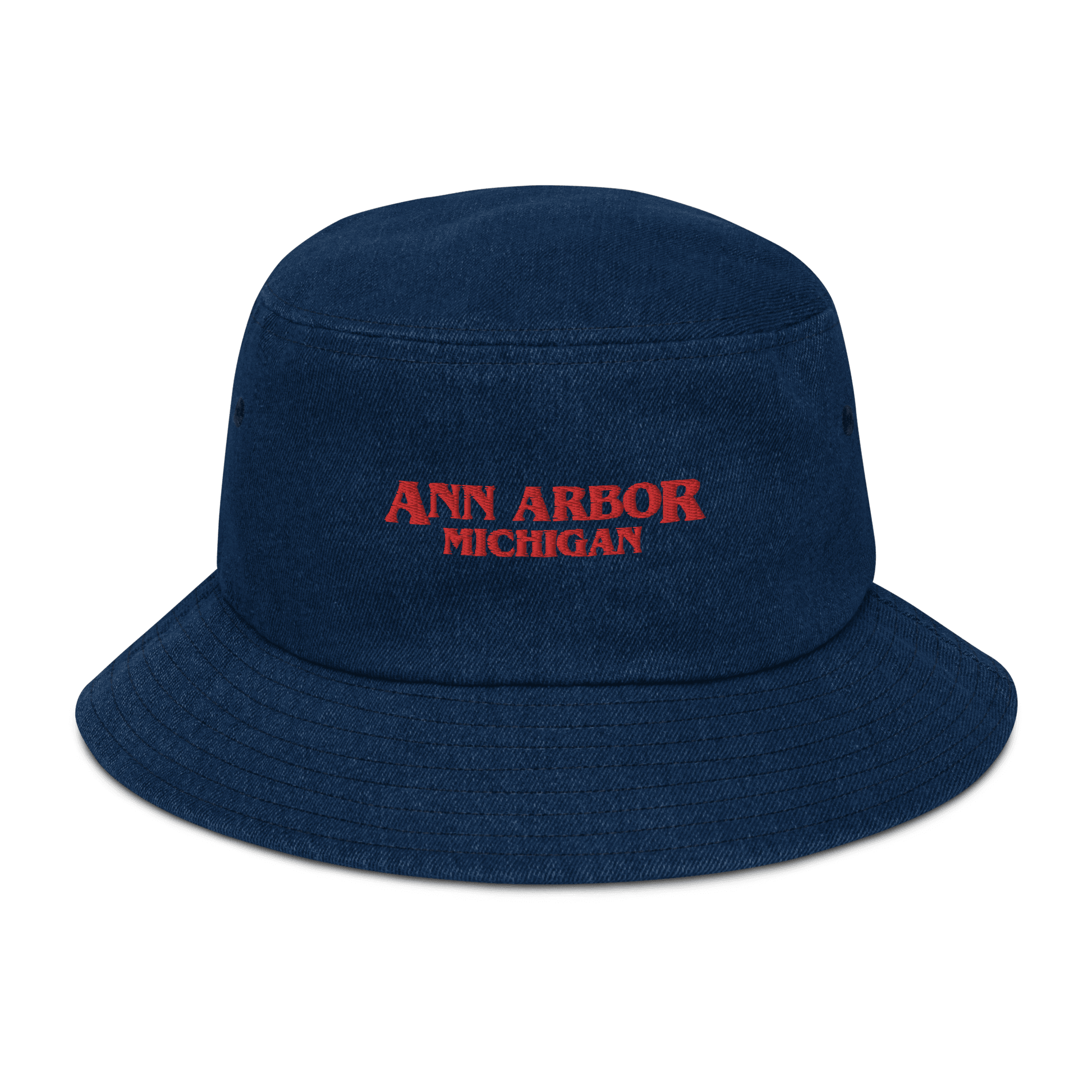 'Ann Arbor Michigan' Denim Bucket Hat (1980s Drama Parody) - Circumspice Michigan