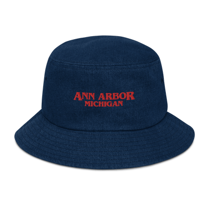 'Ann Arbor Michigan' Denim Bucket Hat (1980s Drama Parody) - Circumspice Michigan