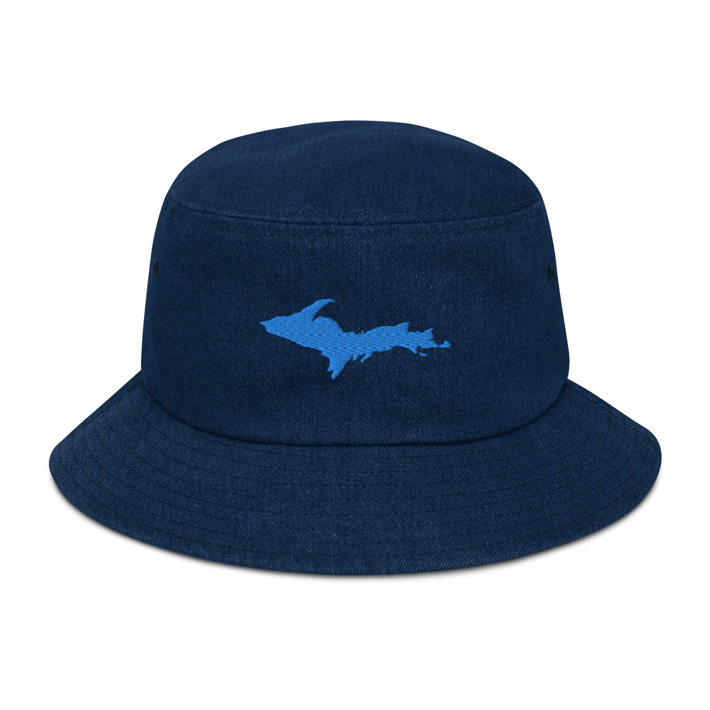 Michigan Upper Peninsula Denim Bucket Hat (w/ Azure UP Outline)