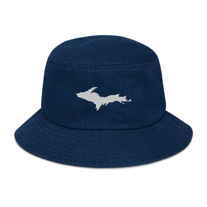 Michigan Upper Peninsula Denim Bucket Hat (w/ UP Outline)