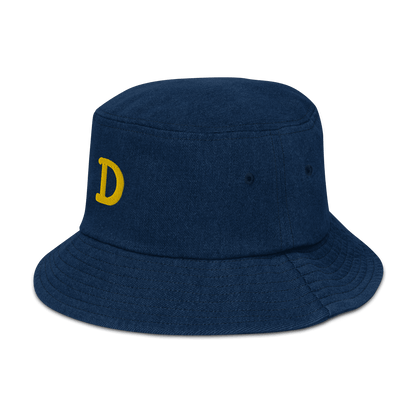 Detroit 'Old French D' Denim Bucket Hat | Yellow Embroidery - Circumspice Michigan