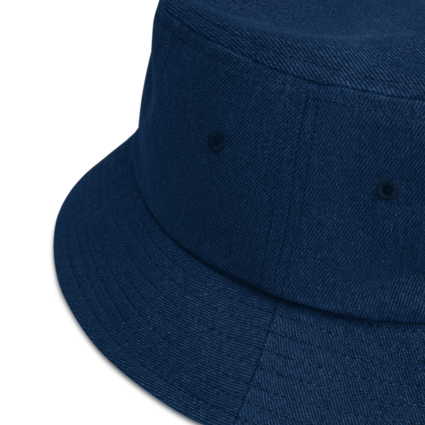 '313 Detroit Michigan' Denim Bucket Hat (Luxury Goods Parody) | White Embroidery - Circumspice Michigan