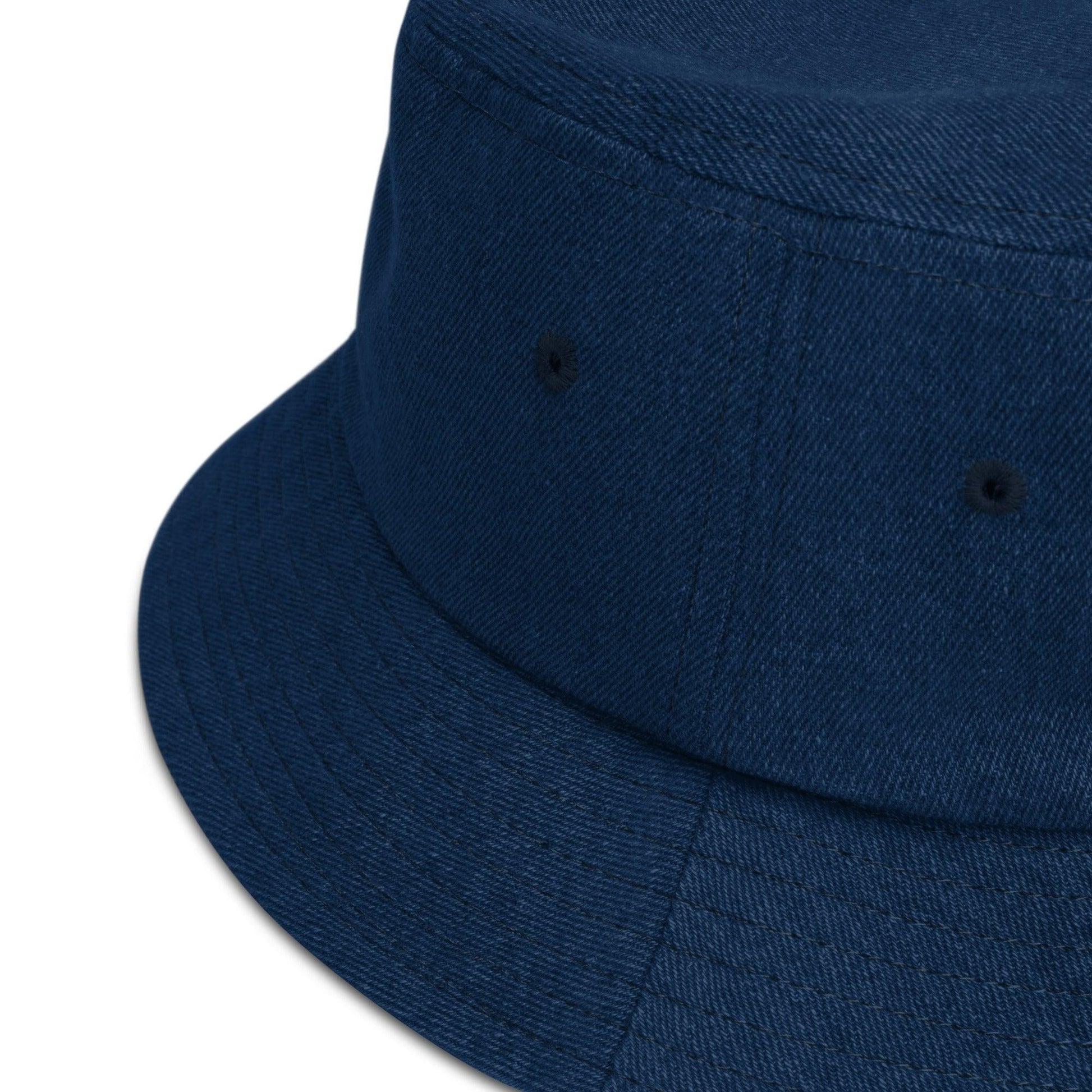 'Détroit' Denim Bucket Hat (1970s Font) | White Embroidery - Circumspice Michigan