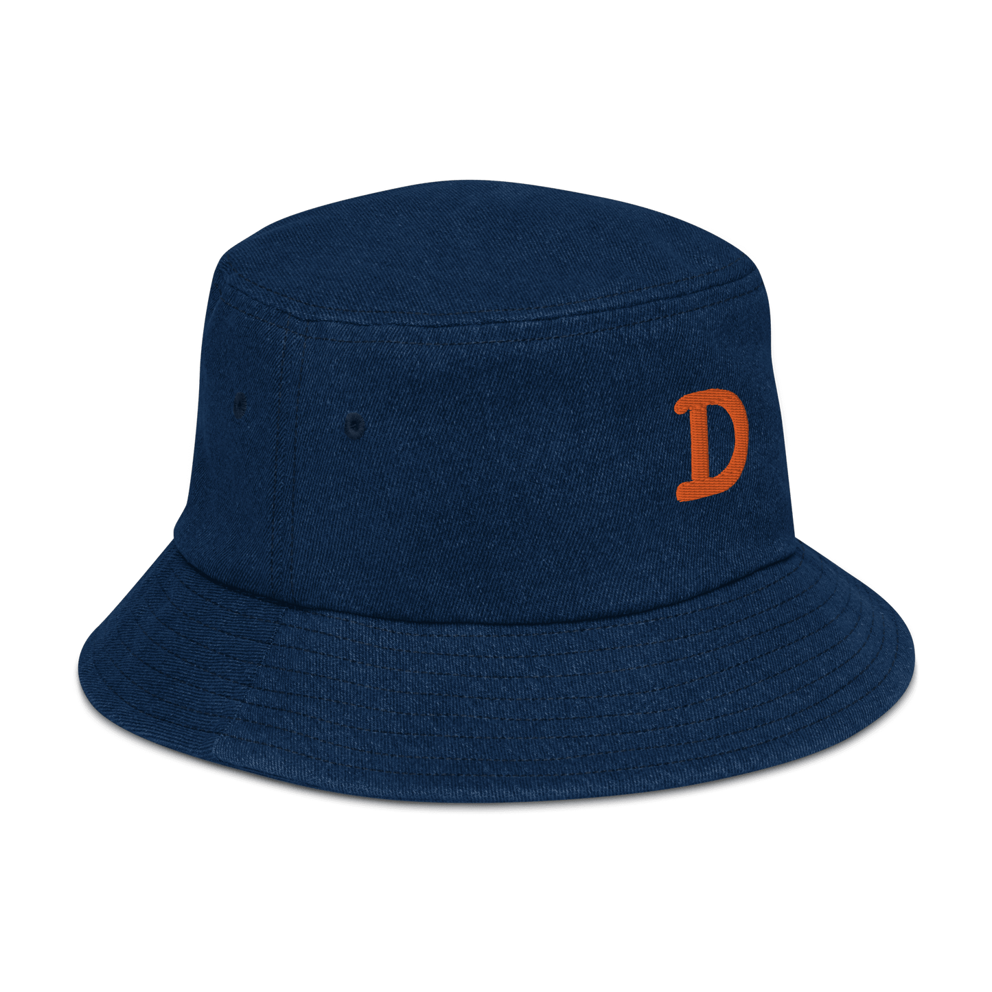 Detroit 'Old French D' Denim Bucket Hat | Orange Embroidery - Circumspice Michigan