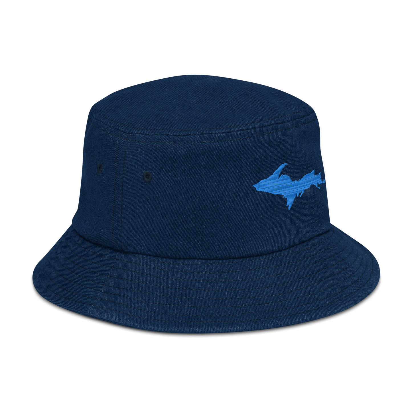 Michigan Upper Peninsula Denim Bucket Hat (w/ Azure UP Outline)