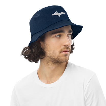 Michigan Upper Peninsula Denim Bucket Hat (w/ UP Outline)