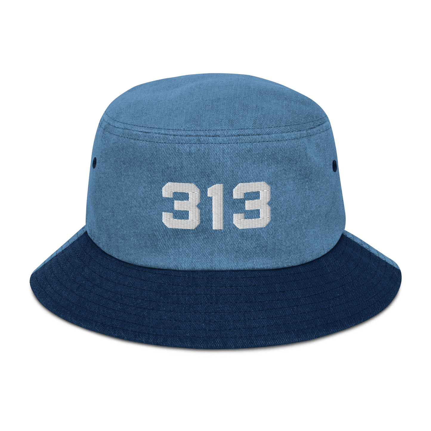 Detroit '313' Denim Bucket Hat | White Embroidery - Circumspice Michigan