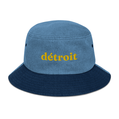 'Détroit' Denim Bucket Hat | Gold Embroidery - Circumspice Michigan