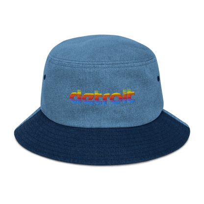 'Detroit' Denim Bucket Hat (Pomaceous 1980's Computer Parody) - Circumspice Michigan