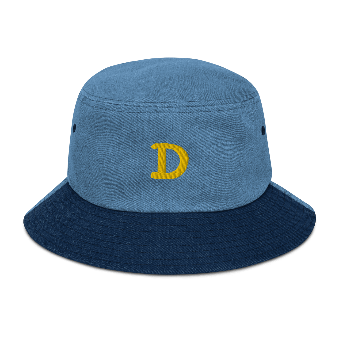 Detroit 'Old French D' Denim Bucket Hat | Yellow Embroidery - Circumspice Michigan