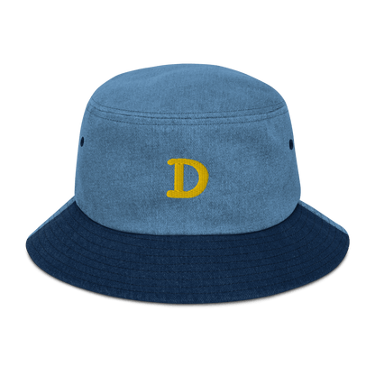 Detroit 'Old French D' Denim Bucket Hat | Yellow Embroidery - Circumspice Michigan