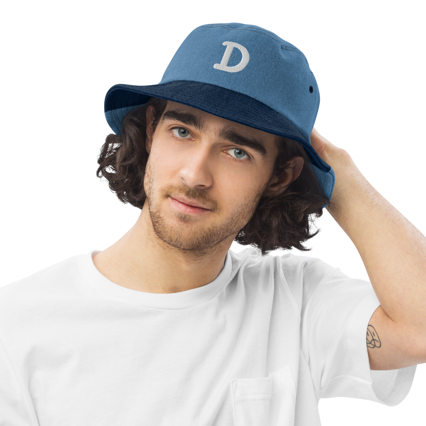 Detroit 'Old French D' Denim Bucket Hat