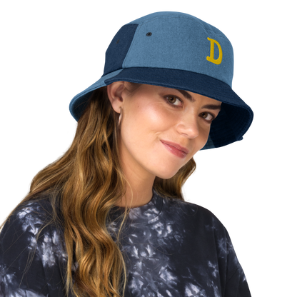 Detroit 'Old French D' Denim Bucket Hat | Gold Embroidery