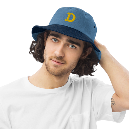 Detroit 'Old French D' Denim Bucket Hat | Gold Embroidery