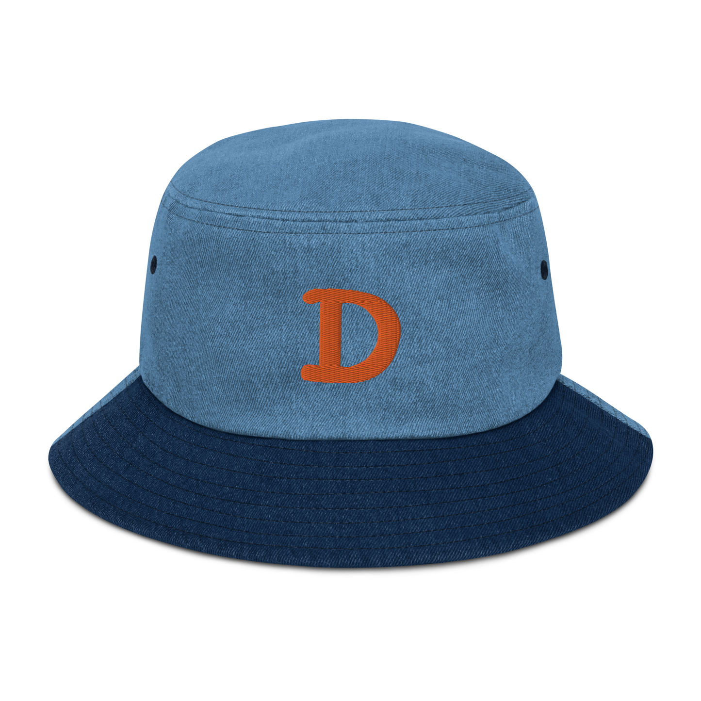 Detroit 'Old French D' Denim Bucket Hat | Orange Embroidery