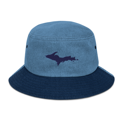 Michigan Upper Peninsula Denim Bucket Hat (w/ UP Outline)