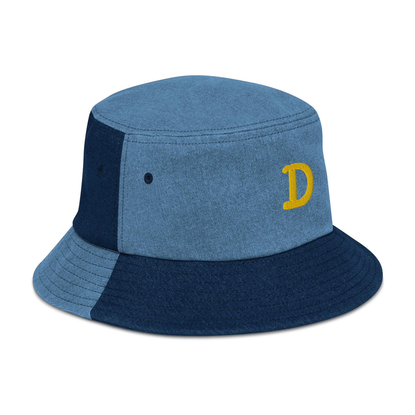 Detroit 'Old French D' Denim Bucket Hat | Yellow Embroidery - Circumspice Michigan