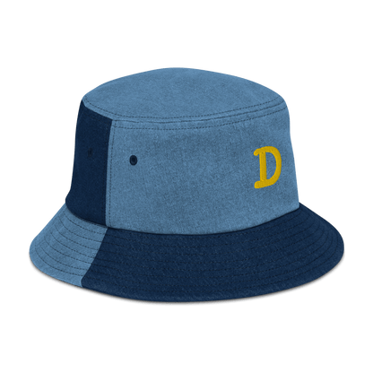 Detroit 'Old French D' Denim Bucket Hat | Yellow Embroidery - Circumspice Michigan