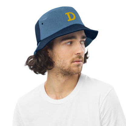 Detroit 'Old French D' Denim Bucket Hat | Gold Embroidery