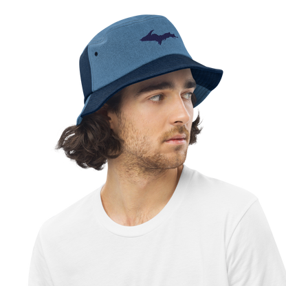 Michigan Upper Peninsula Denim Bucket Hat (w/ UP Outline)