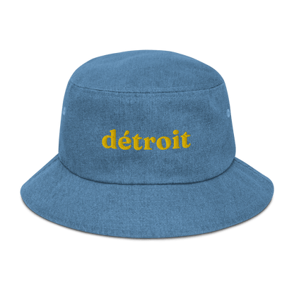 'Détroit' Denim Bucket Hat | Gold Embroidery - Circumspice Michigan